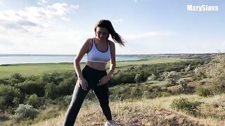 Trained outdoors with a sexy and sporty girl