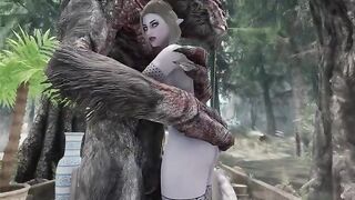 The Dark Elf gets her pussy railed by a huge Troll cock