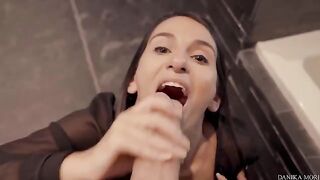 An extra small girl Danika Mori sucks and fucks a huge dick in POV