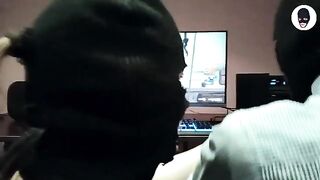 Slobbering blowjob with a hot girl in balaclava