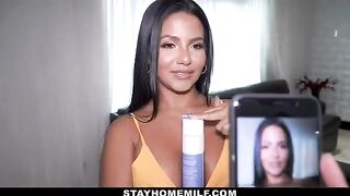 A busty MILF, Rose Monroe, lets her stepson capture her naked body for OnlyFans