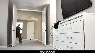 A horny babysitter Joslyn James gets fucked by her boss in a steamy scene