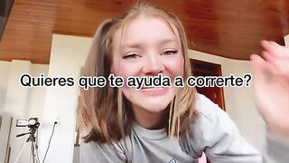 Hot blonde gets fucked and cum shot in a steamy JOI session with Spanish subtitles