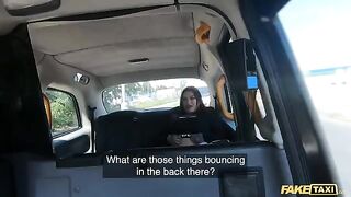 Fake Taxi Sabien Demonia in Fishnets gets fucked by a huge cock with her big natural tits out