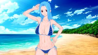 Busty anime girl Vivi from One Piece gets fucked on the beach