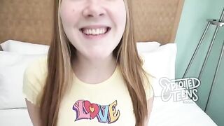 Redhead with freckles and bright red pubic hair meets a guy in POV