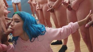 Babe Min Galilea swallows 64 huge cumshots in a mouthful bukkake scene