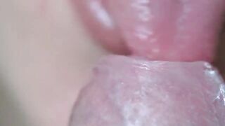 The girl couldn't swallow the guy's huge cum, so she spat it out