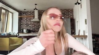 Pretty babe has sex with her boyfriend wearing glasses