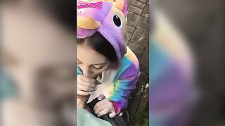 A girl ran away after getting fucked in a public spot