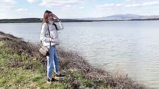 The wife, left alone at home, got intimate with a forester outdoors