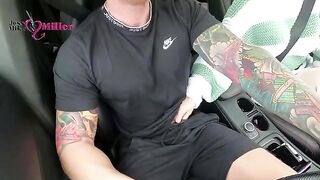 My slutty wife deepthroats my cock while driving publicly
