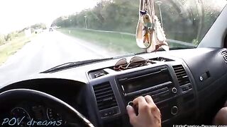 A cute girl was hitchhiking, her hot body worth more than money