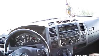 A cute girl was hitchhiking, her hot body worth more than money