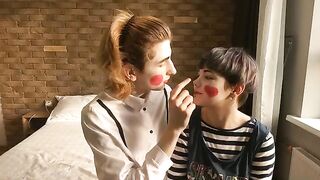 A sexy show of the mime artist and his girlfriend, full of passion