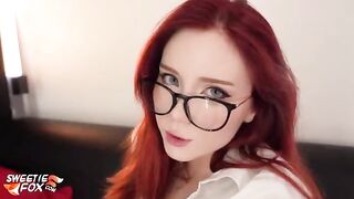 The office slut gives the boss a blowjob and gets fucked hard