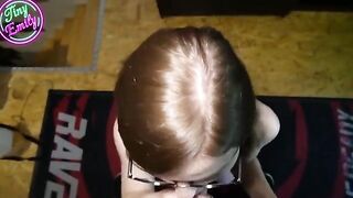 Perverted student Tiny Emily gets her glasses full of cum