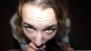 Cute girl swallows a big dick on the public playground