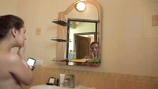 Hairy mature with big tits enjoys solo sex in the morning