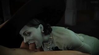 Lady Dimitrescu getting her pussy sucked off in an animated scene