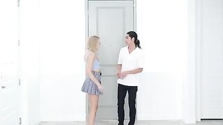 Skinny blonde Madison Summers in a romantic 4K kitchen sex video
