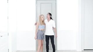 Skinny blonde Madison Summers in a romantic 4K kitchen sex video