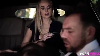 The driver got fucked by two busty babes in a steamy encounter