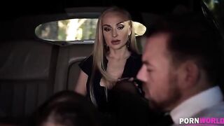 The driver got fucked by two busty babes in a steamy encounter