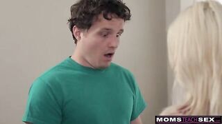 A hot MILF fucks her stepson and tucks him in, it's his favorite fantasy
