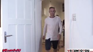 Amateur swingers fuck with strangers in an orgy scene