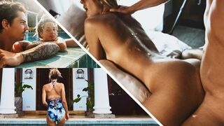 A couple enjoys passionate sex on a beach during their romantic getaway