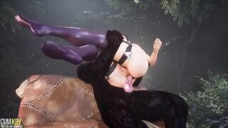 Wildlife anal sex with a huge 3D monster cock