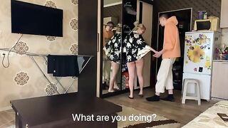 A hot woman didn’t wear panties and seduced a young guy to fuck her