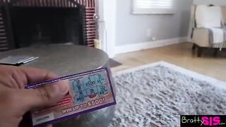 Pervert stepbrother forced petite chick to give him a blowjob and to drink his cum