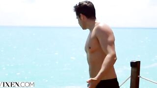Petite brunette Gianna Dior stuck on a desert island, has intense sex in stunning HD