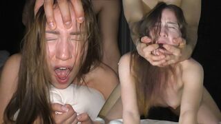 A petite college girl is getting fucked hard by her boyfriend in this rough video