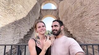 The couple has a romantic sex on the city streets of Rome