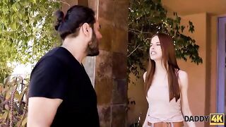 A young ginger has a hot sex with her boyfriend’s dad after a quarrel