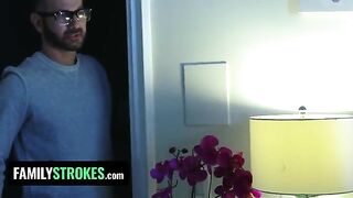 Pervert stepdad fucks his stepdaughter Vanna Bardot while his wife is in the room