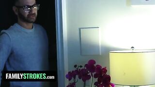 Pervert stepdad fucks his stepdaughter Vanna Bardot while his wife is in the room