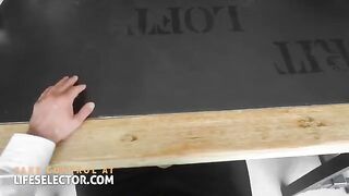 Mary Bambola, sexy secretary from Saint Petersburg, in a foot fetish office scene