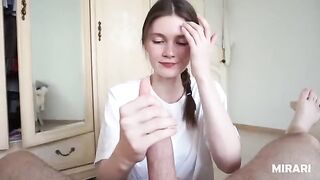 A cute schoolgirl gets fucked and makes a mess with her panties