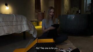 Unboxing with hot babe Californiababe and a rough, passionate fuck