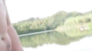 A girl is having fun with a random stranger on the beach