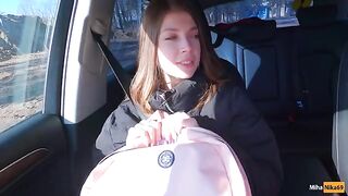 A cute hitchhiker agreed to a blowjob for money with the Public Agent