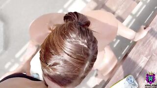 Busty Latina is bored, convinced to fuck and suck on the rooftop