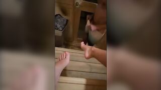 This guy masturbates while in sauna, I went there and sucked his cock until he came