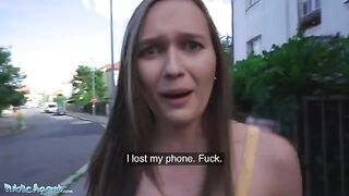 Public Agent Stacy Cruz exposes her perfect tits for cash