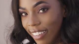 Petite ebony babe Sarah Banks gets her asshole gapped hard by horny stud in intense anal action