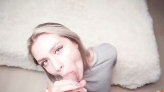 Blonde babe gets her pussy railed and cum on her boobs